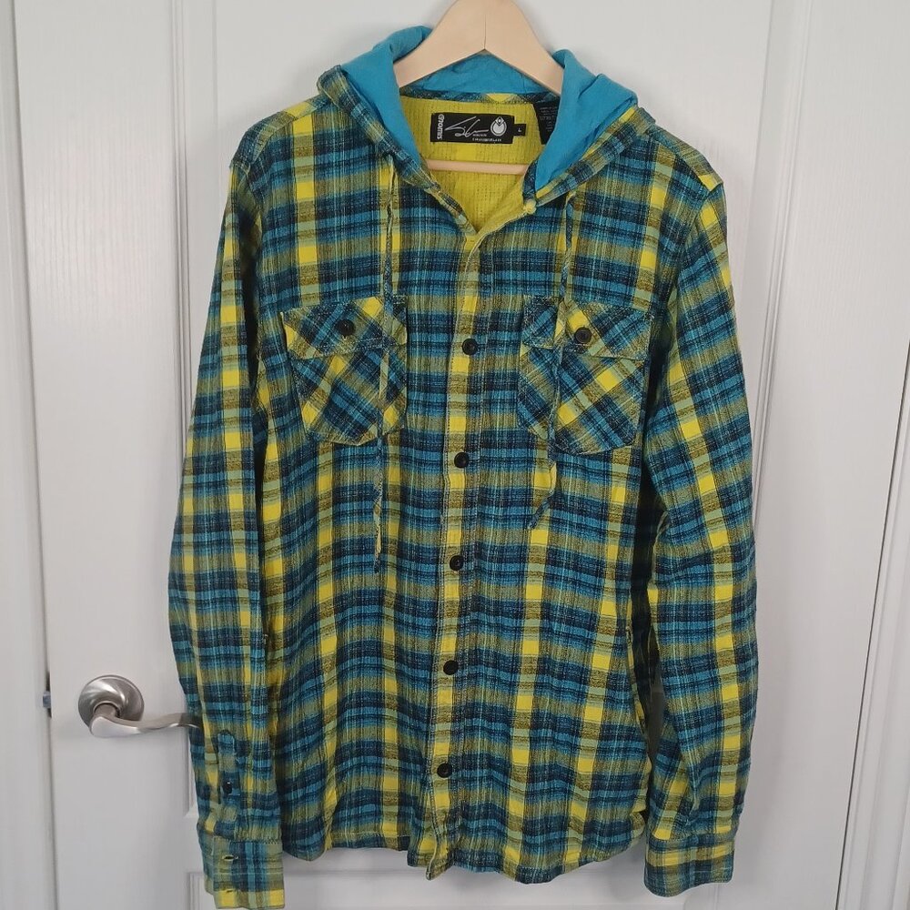 Nomis Hoodie Men's L Simon Chamberlain Skateboard Snowboard Checkered Vibrant